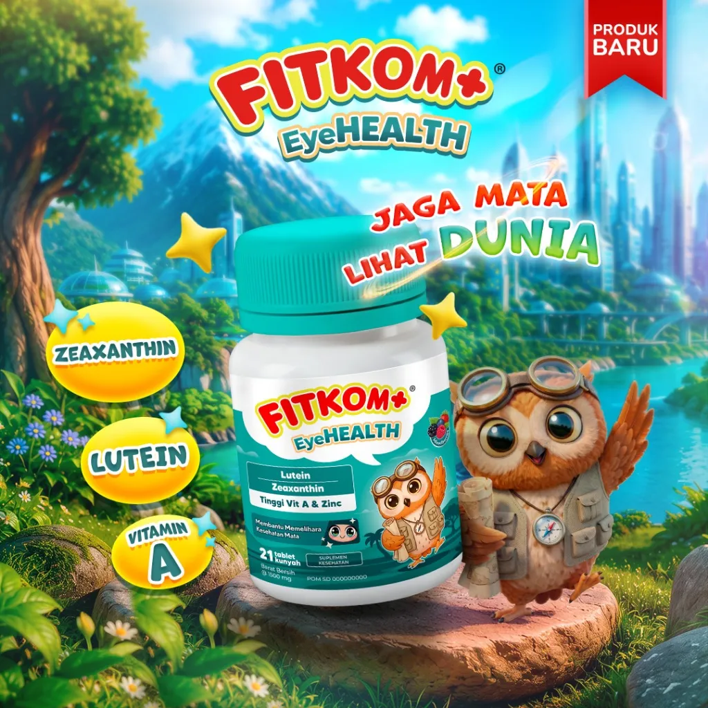 [BARU] Fitkom+ Eyehealth Tablet Hisap Vitamin Mata Anak Tinggi Vit A & Zinc - @21 Tablet
