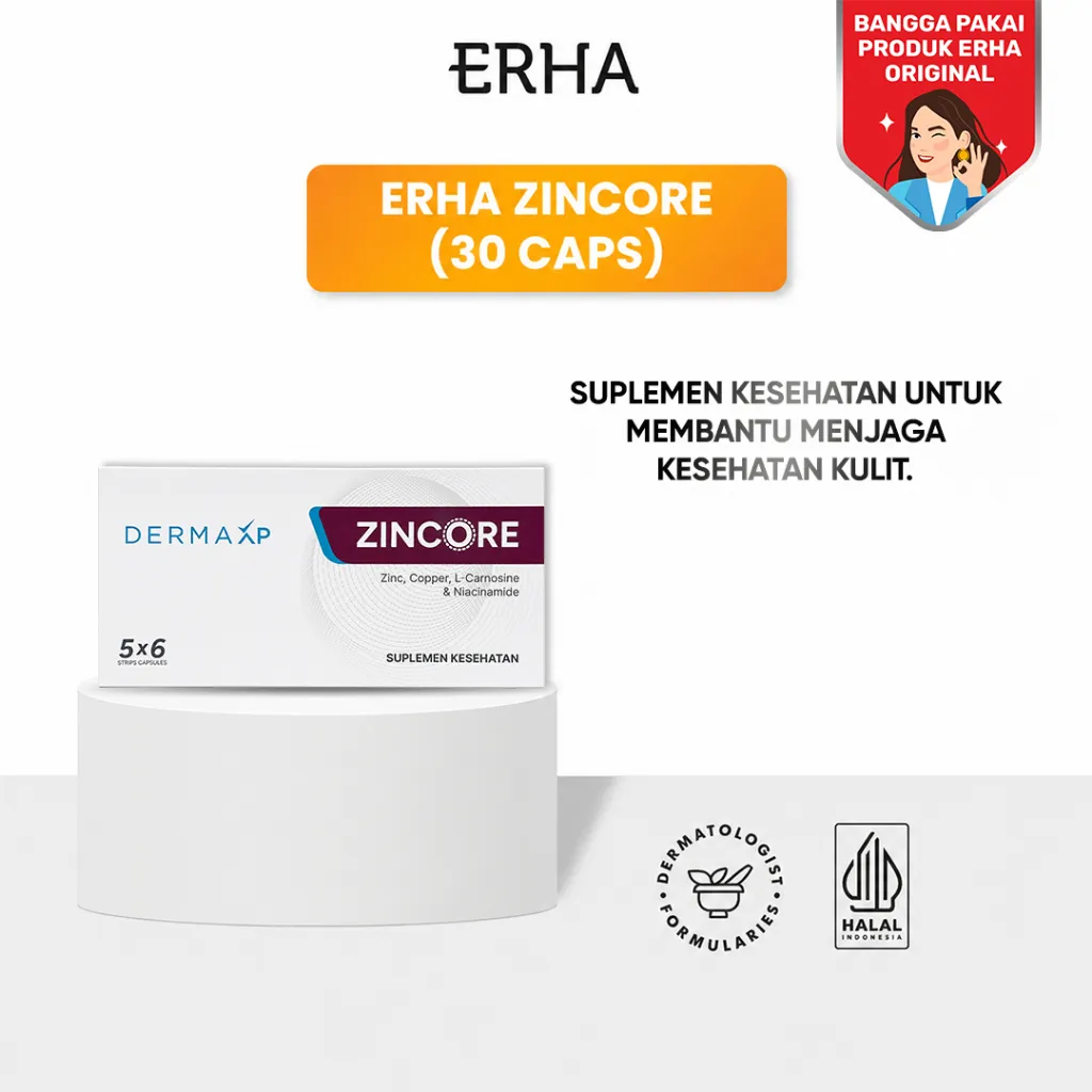 ERHA Zincore 30 Caps - Suplemen Daya Tahan Tubuh & Kesehatan Kulit