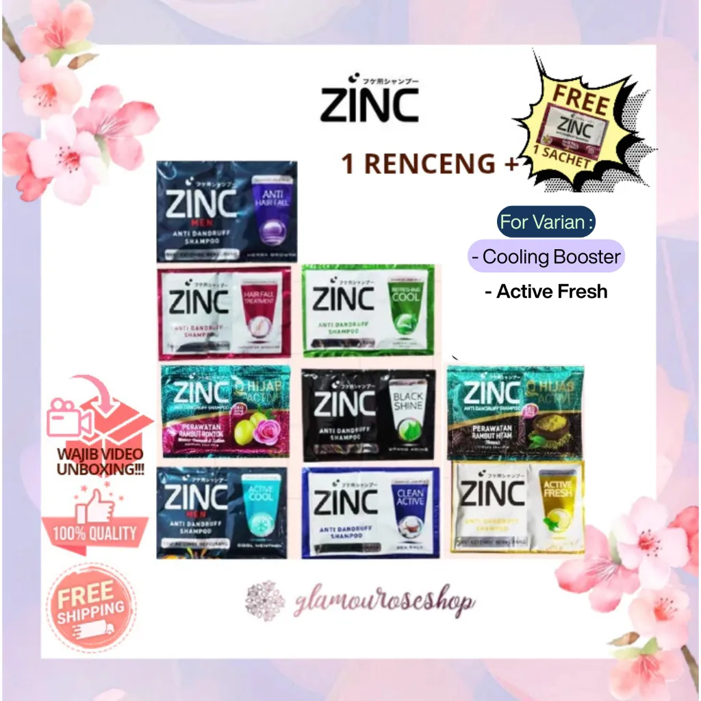 ZINC SHAMPO SACHET 1 RENCENG ISI 12 SACHET (PROMO 12+1)