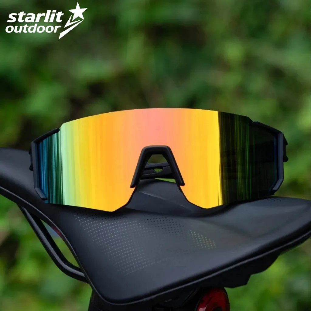 Kacamata olahraga bingkai besar baru, kacamata bersepeda luar ruangan one-piece, kacamata hitam mode pria dan wanita untuk mendaki gunung sunglass Ringan Tahan UV Beragam warna