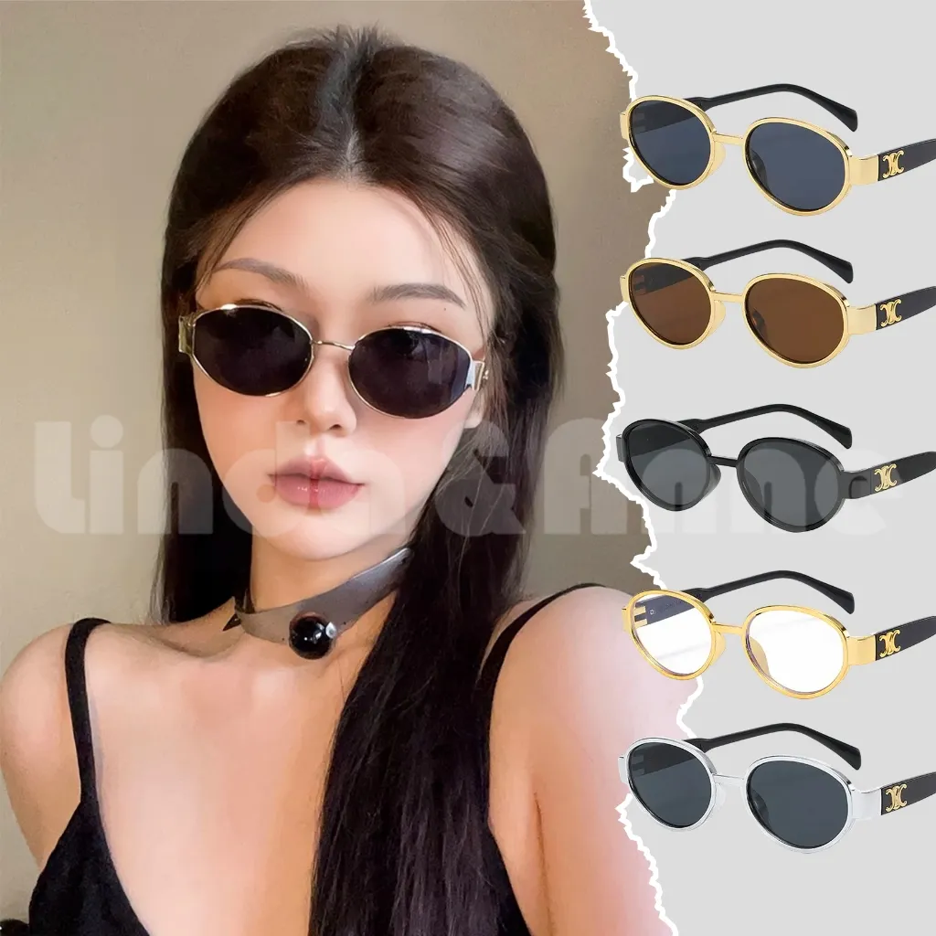 L&A Kacamata Hitam Oval Wanita Gaya Kekinian Sunglasses Women Fashion