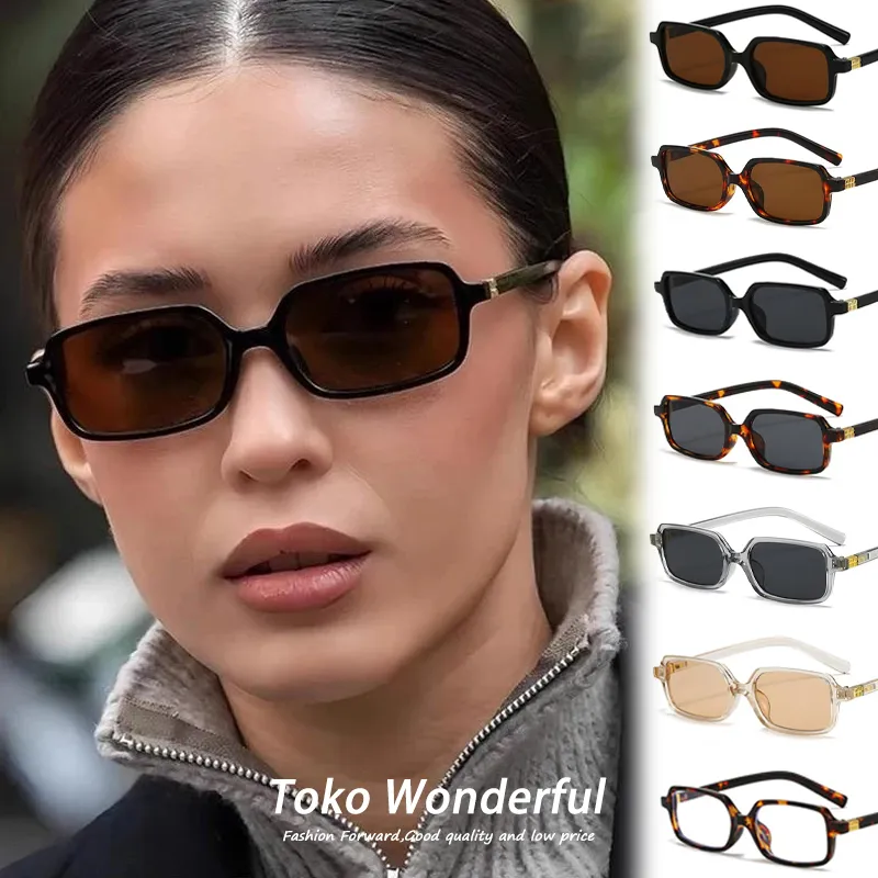 Kacamata Hitam Fashion Lensa Anti UV Sunglasses Anti cahaya biru Bingkai persegi Pria Wanita