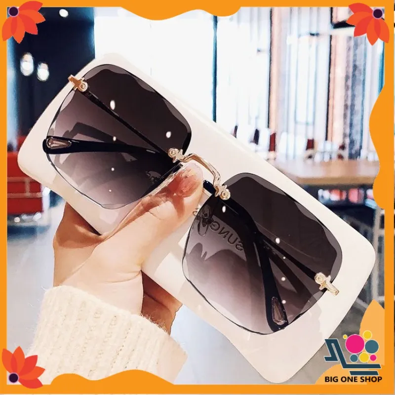 Kacamata Hitam Wanita Korea Tanpa Bingkai Oversized Frameless Sunglasses Import