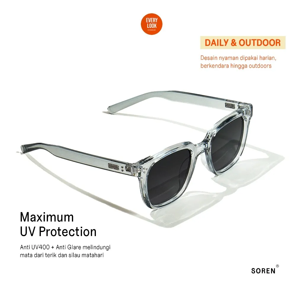 Everylook Eyewear - SOREN | Sunglasses Kacamata Gaya Hitam Anti UV dan Glare Pria Wanita
