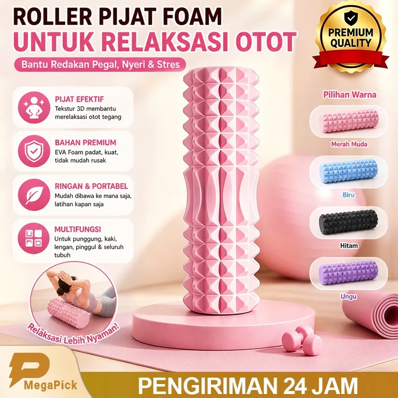 MegaPick Foam Roller Yoga Senam Alat Olahraga Gym Fitness Pria Wanita Roller Relaksasi Otot untuk Pijat Kaki Yang Lebih Ramping