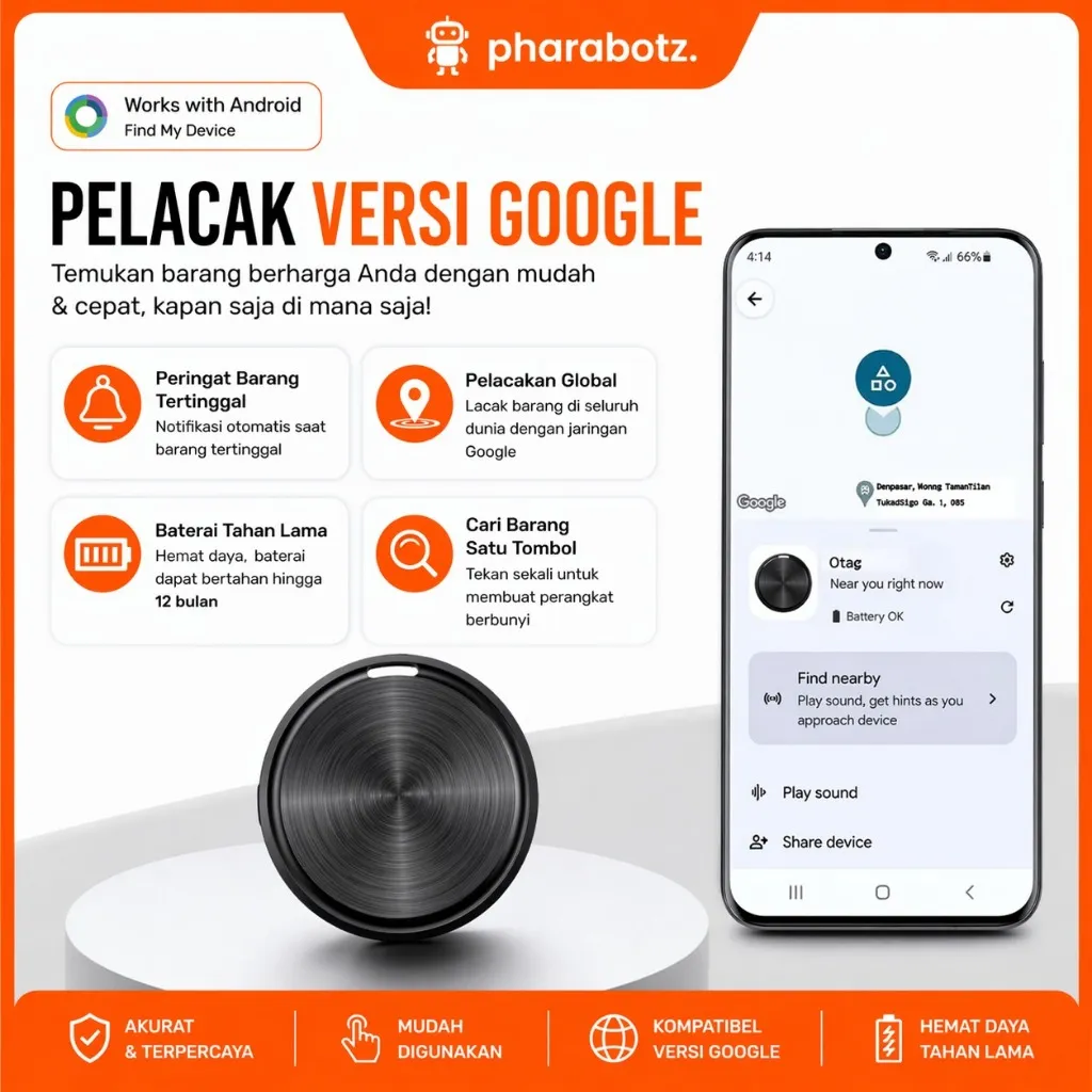 Pelacak GPS Portabel Android dan Ios Smart Tag ,Untuk Semua Hp, Bekerja dengan Aplikasi Pencari Lokasi untuk Kendaraan, Hewan Peliharaan, Anak, Tas,dll