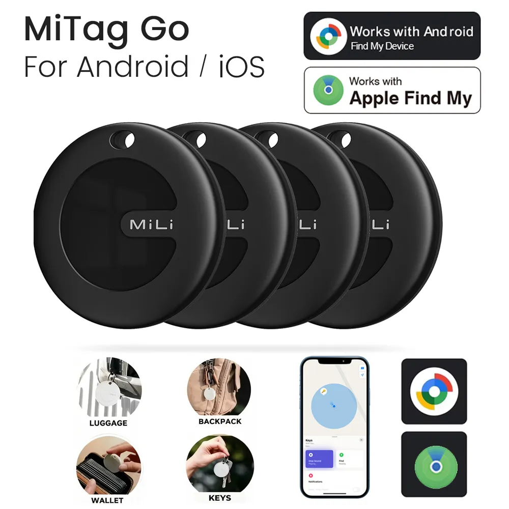 (Untuk Android / iOS ) 1-4PCS  Mili MiTag Android Smart Tag - Pelacak Bluetooth Anti Lost untuk Kunci, Tas, Dompet, Compatible dengan Find My Device, IP67 Waterproof, Baterainya Tahan Lama