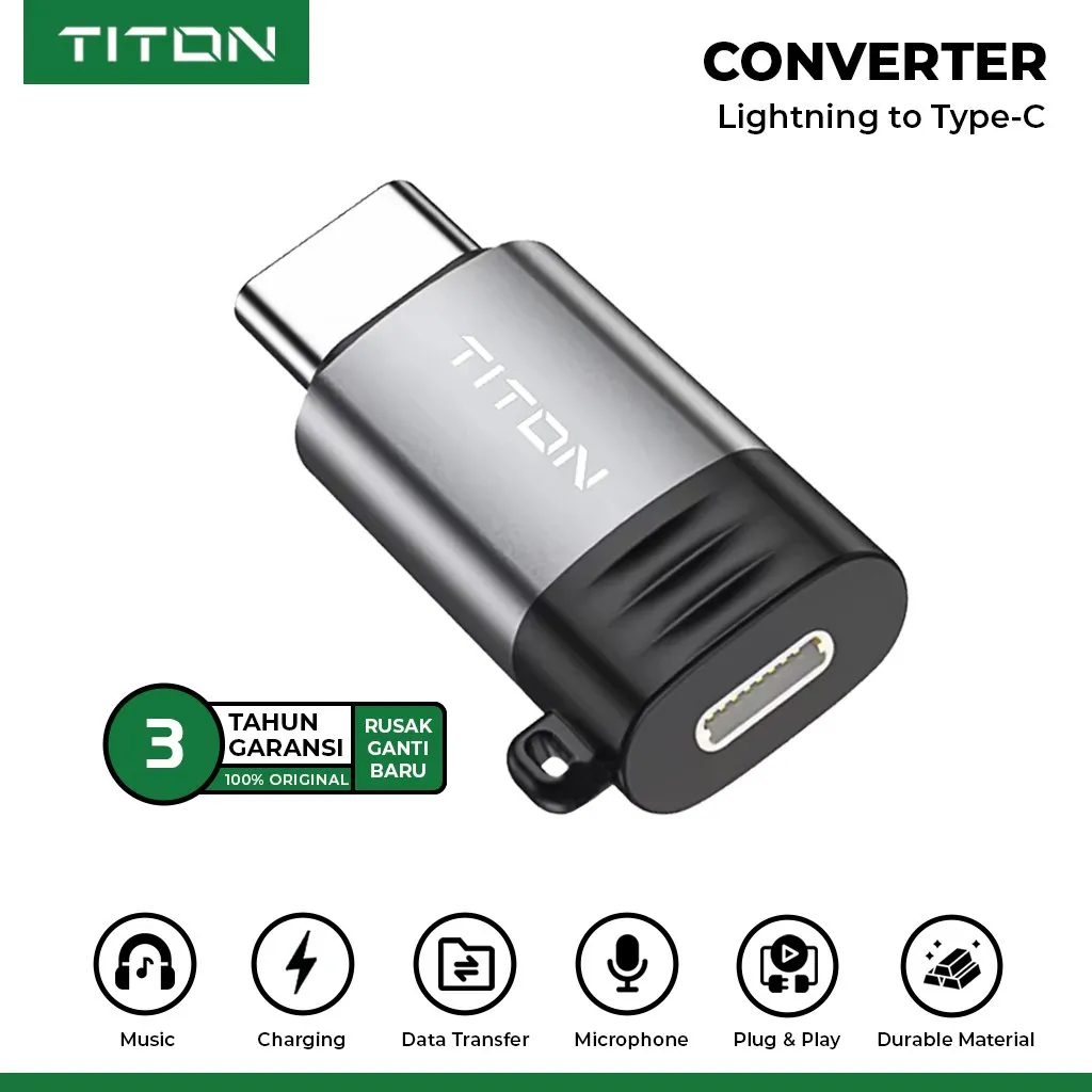 TITON Converter iPhone Lightning to Type C USB 2.0 Fast Charging Data Transfer Earpods Music Microphone Wireless Audio Adapter OTG Connector Musik