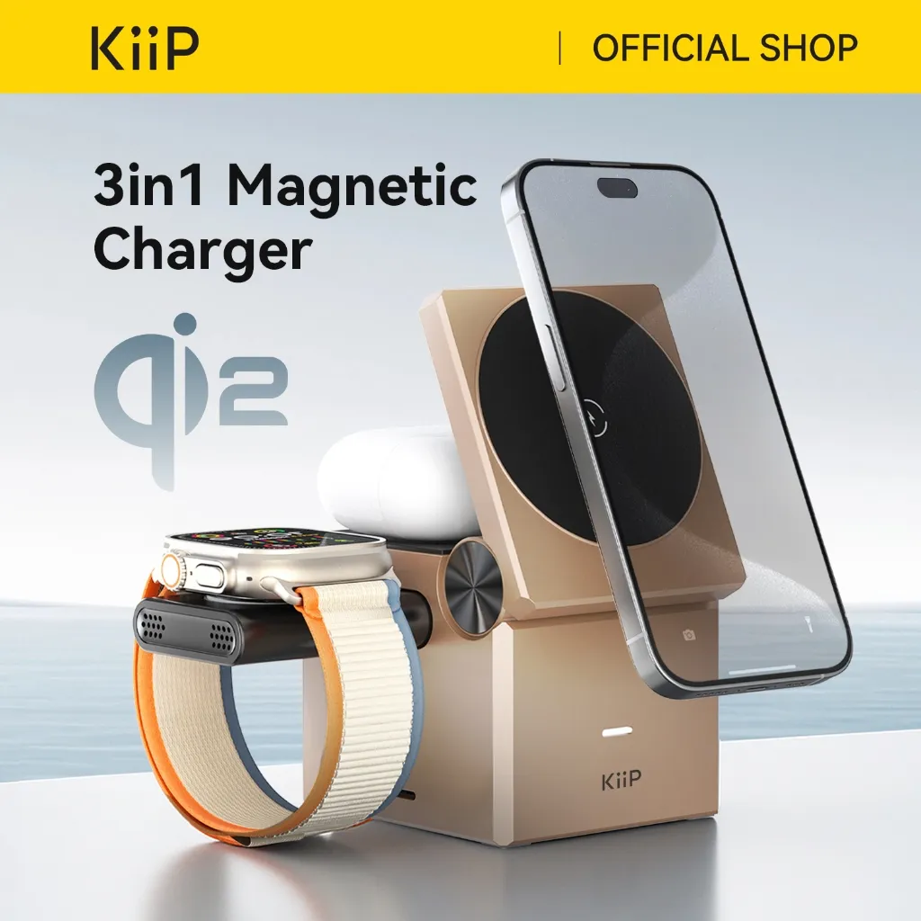 KiiP Wireless T1 Pro 15W Fast Charging Magnetic 3IN1 Foldable Magsafe Charging Station