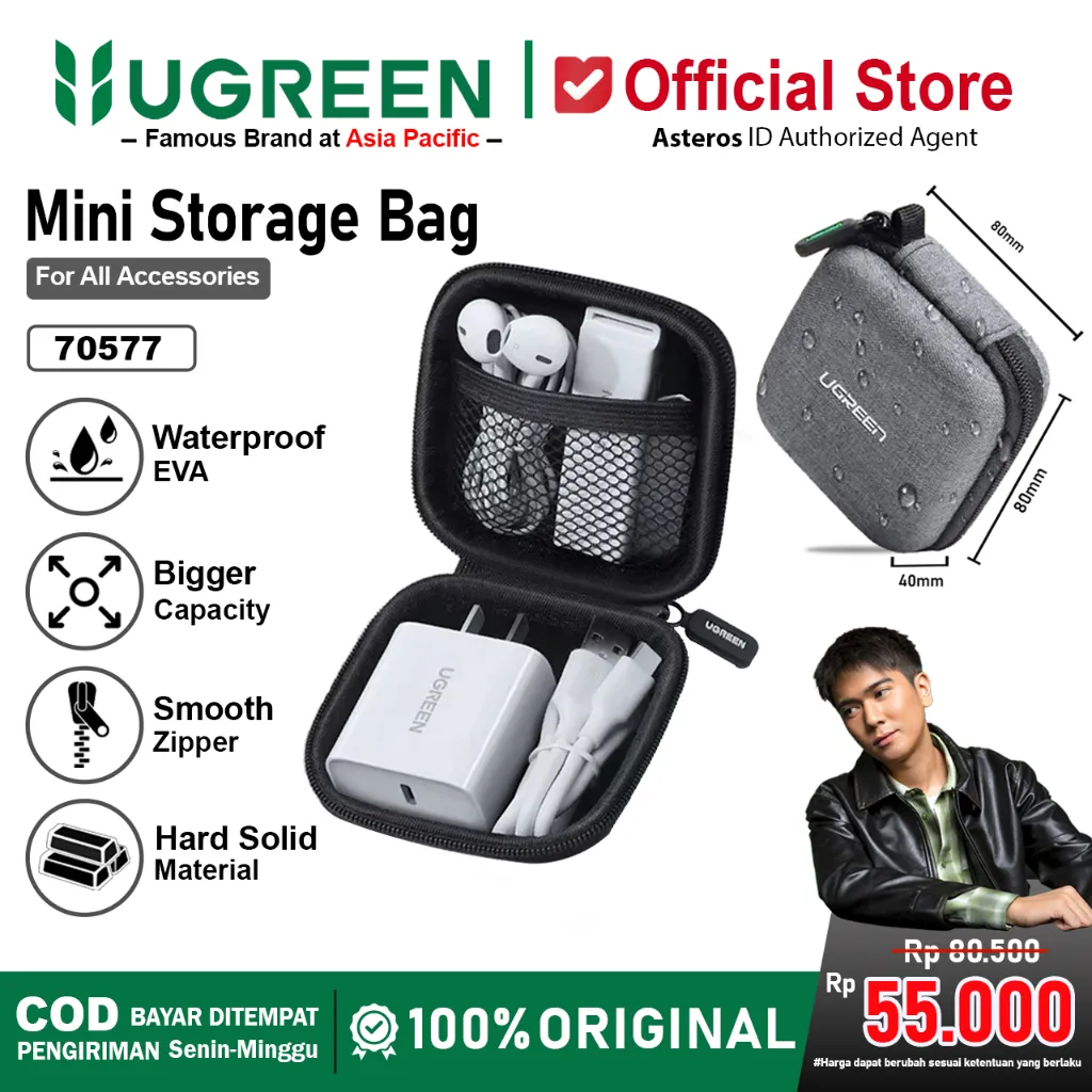 UGREEN Mini Pouch Waterproof For Charger, Kabel Data, Headset, handsfree, TWS