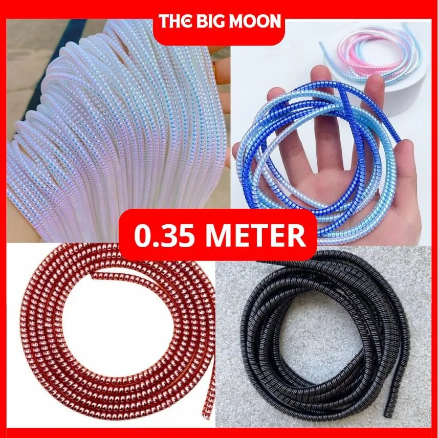 Pelilit Kabel Spiral 0.35 Meter Warna Metalic Pelindung Kabel Charger Pelindung kabel dengan Bahan Tebal Melindungi Kabel dari Kerusakan & Putus | Cocok untuk Kabel HP USB, Earphone dan Charger | Desain Spiral Mudah Dipasang
