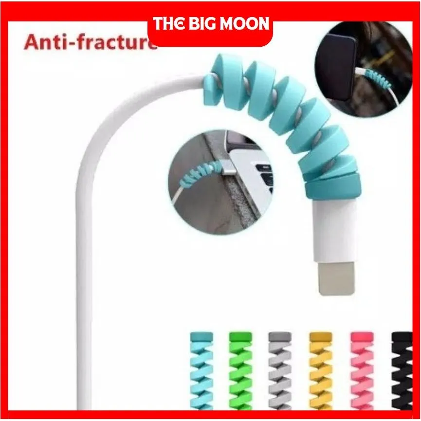 Pelindung Kabel Ujung Spiral Karakter Lucu Silikon untuk Charger USB Headset Kabel Data iPhone Android Universal Anti Patah Ringan Fleksibel Cocok untuk Semua Jenis Kabel HP Dekoratif Imut Mudah Digunakan