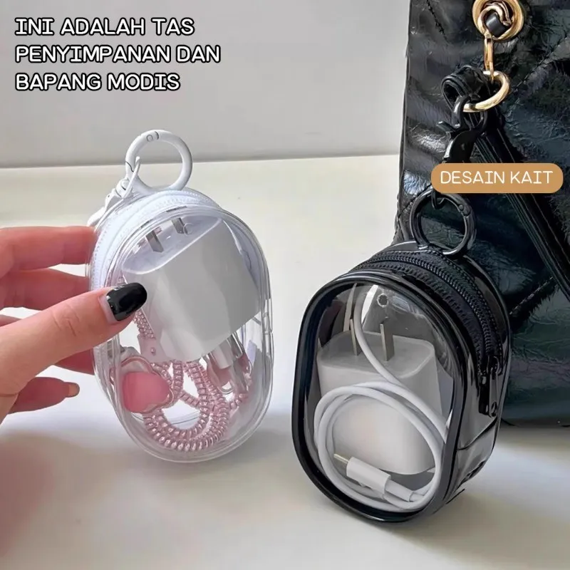 Doll Display Boneka kotak penyimpanan Pouch Chager Cable Organizer Bag pouch charger hp dan kabel Kotak Penyimpanan Kabel Data Bening Pouch , Penutup pelindung kabel charger, Tas Penyimpanan Headset Perjalanan Luar Ruangan