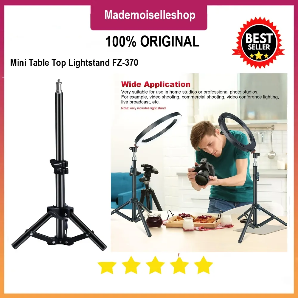 JEIFN Table Top Lightstand FZ370 Mini Light Stand Mini Tripod - For LED Ringlight Youtube Studio Flash Live Streaming Stand Foto Produk Makanan Pameran