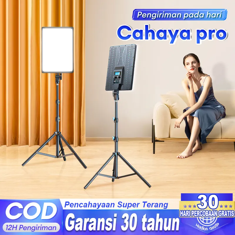 [Garansi 30 tahun] Lampu Foto LED Panel Ring Lampu Panel Studio Lighting Lampu Sorot 11 inch Tripod Pencahayaan Profesion untuk Live Streaming Vlog Video Konten Kreator Foto Produk 3 Suhu Warna