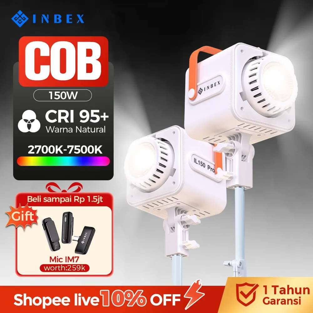 [k] INBEX IL150Pro Lighting Studio Kit  Lampu Konten Live Streaming Photography with CRI 95 dan suhu warna (2700K-7500K)