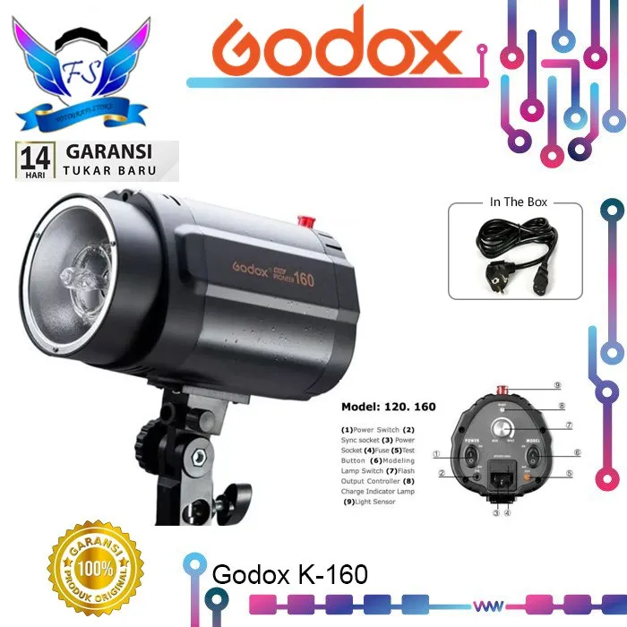 LAMPU STUDIO MINI PIONER 160 K-160 K160 Continuos Flash GODOX  GARANSI 1 TAHUN