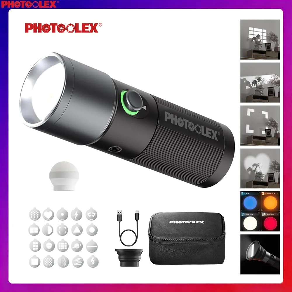 PHOTOOLEX Resmi Set Kombinasi Lampu Zoom Portabel Empat Warna Lampu Sorot Fotografi Senter 10/20pcs