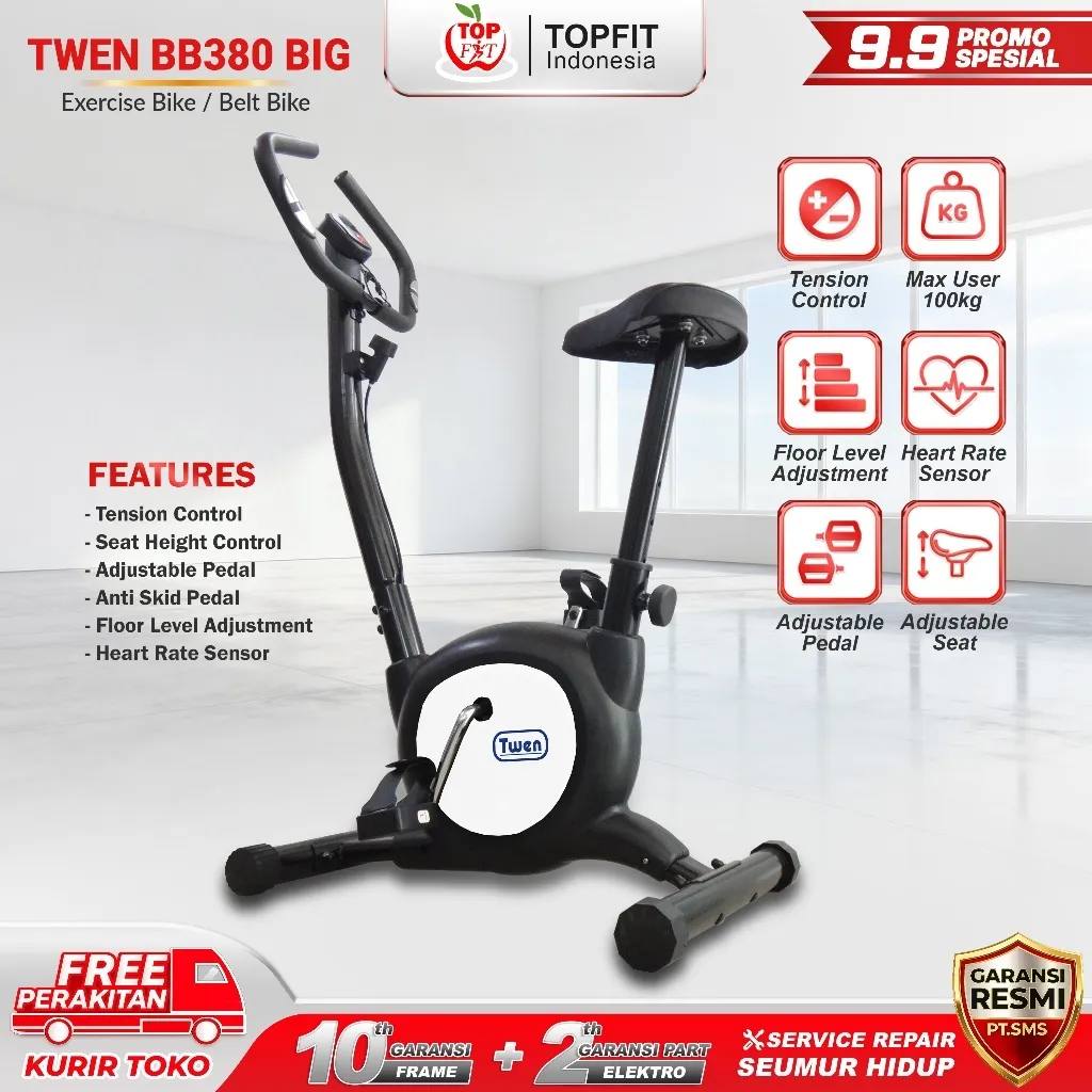 Sepeda Statis Twen BB379 Big BB380 Big / Exercise Bike / Belt Bike / Fitness / Alat Olahraga / Gym