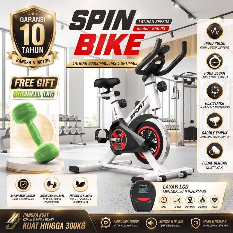 HTD SPORT Sepeda Statis Spinning Bike Tes Detak Jantung Sepeda olahraga Exercise Peralatan Olahraga Alat Rehabilitasi Ultra Quiet Indoor Sports Equipment