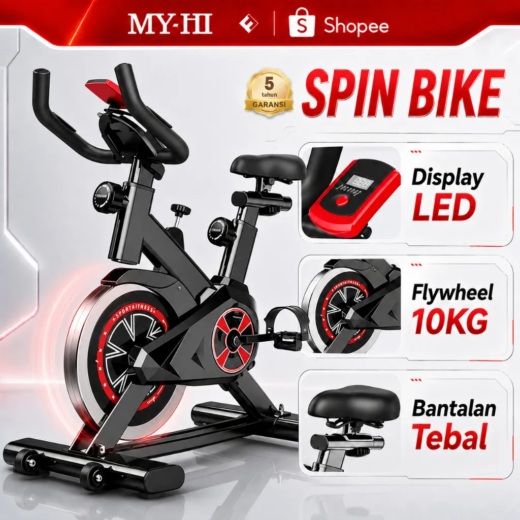 MY-HI Sepeda Statis Spinning Bike Tes Detak Jantung Sepeda 0lahraga Exercise Peralatan Olahraga