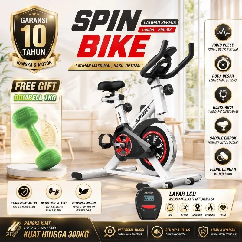 HTD SPORT Spinning Bike Static Peralatan Fitness Sports Sepeda Statis Keep Going Max For Body Maximal Exercise Bikes Spinning Ultra Quiet Sonix Indoor Sports Equipment Bicycle Heart Rate Test Layar LED