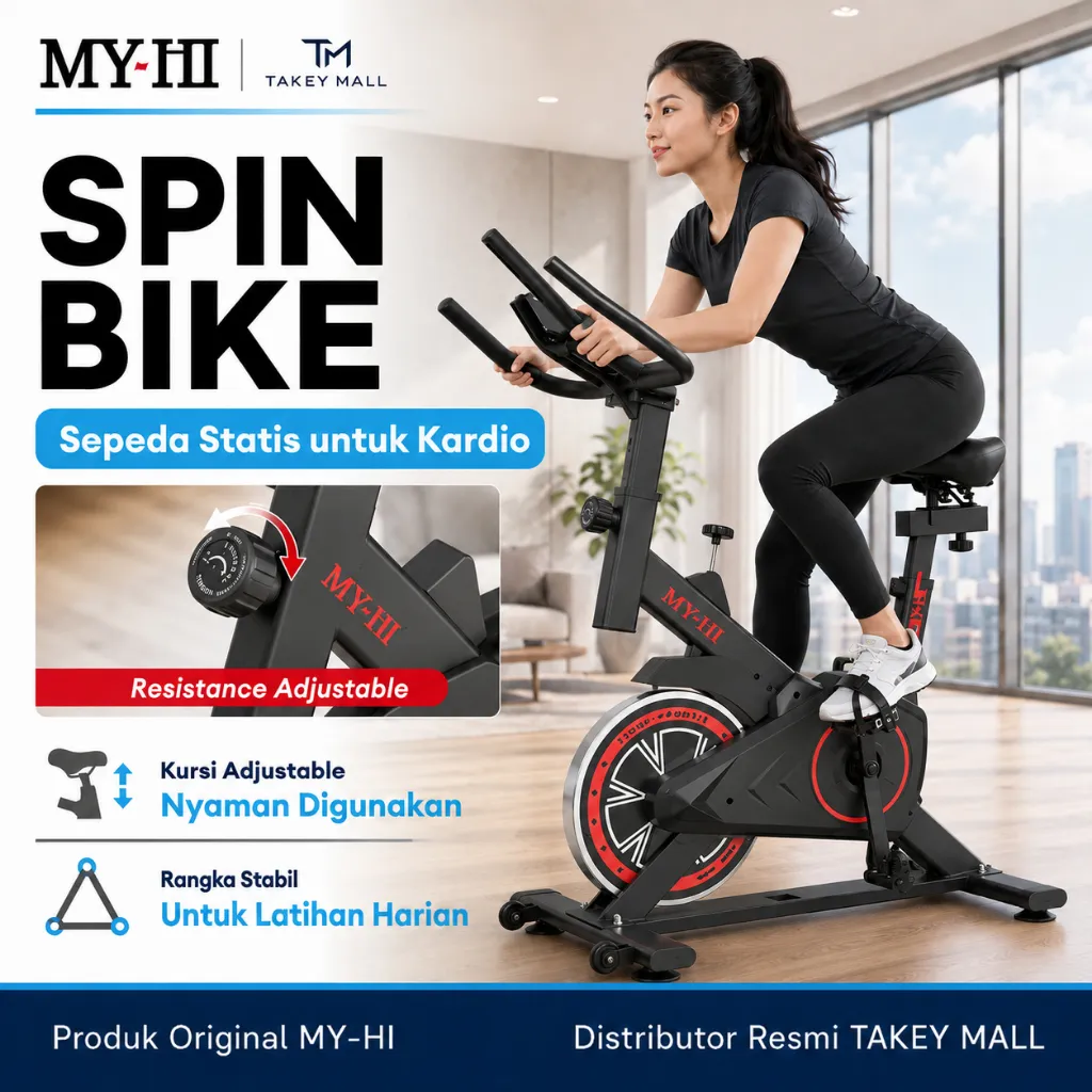 TAKEY Sepeda Statis indoor Spinning Bike Tes detak jantung Sepeda olahraga Exercise Bikes Berputar