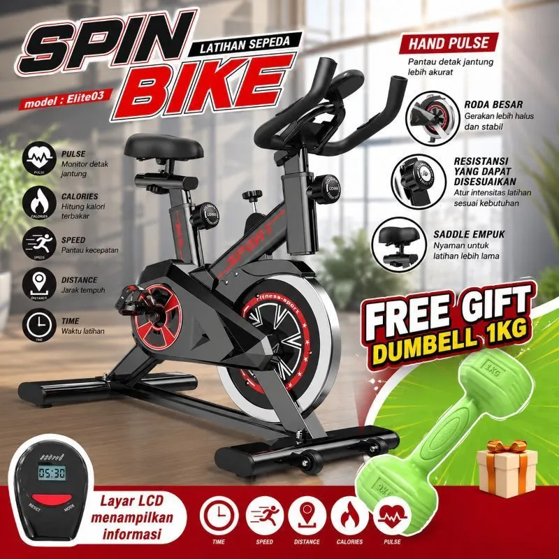 HTD SPORT Sepeda statis Spinning Bike Tes Detak Jantung Sepeda olahraga Exercise Peralatan Olahraga Alat Rehabilitasi Exercise Bikes Spinning Ultra Quiet Indoor Sports Equipment Sonix MY-HI Keep Going