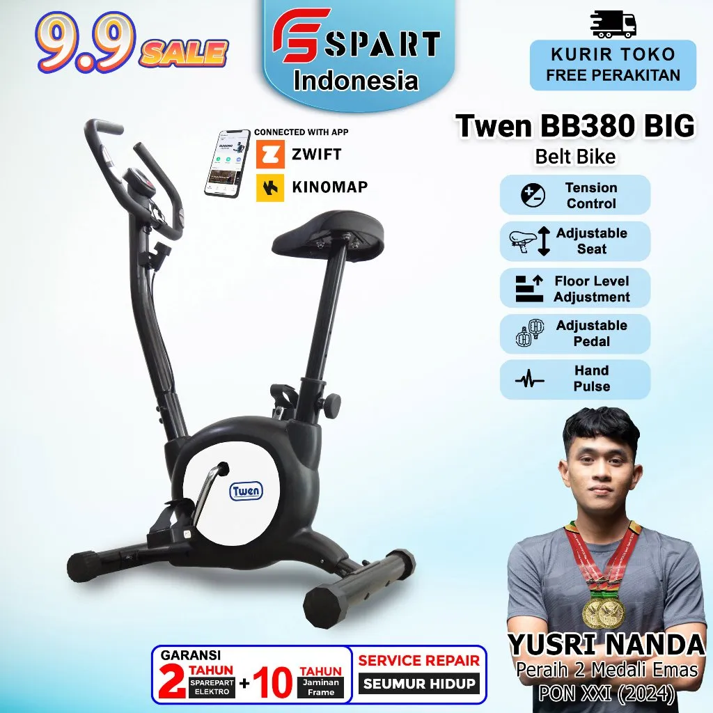 Sepeda Statis Twen BB379 Big BB380 Big / Exercise Bike / Belt Bike / Fitness / Alat Olahraga / Gym
