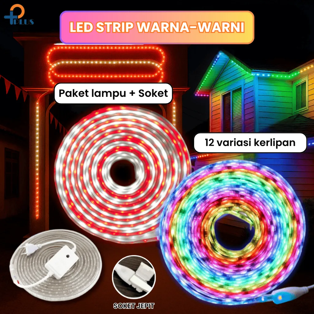 [ Pplus ] Lampu strip Merah Putih 17 Agustus 10m / lampu hias Bendera Indonesia Hari Nasional 10meter & 8meter / lampu strip warna warni / RGB warna warni kelap Kelip