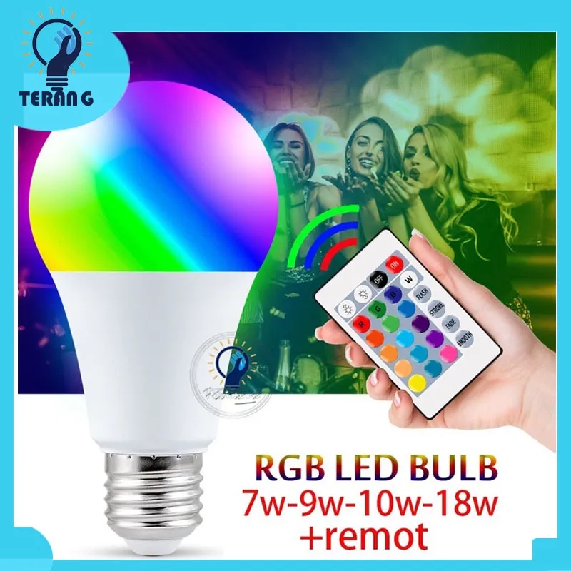 LAMPU BOHLAM 18W LED RGB BERUBAH WARNA REMOTE CONTROL ORIGINAL LAMPU HIAS WARNA WARNI LAMPU KAMAR TIDUR AESTHETIC TUMBLR PLAFON