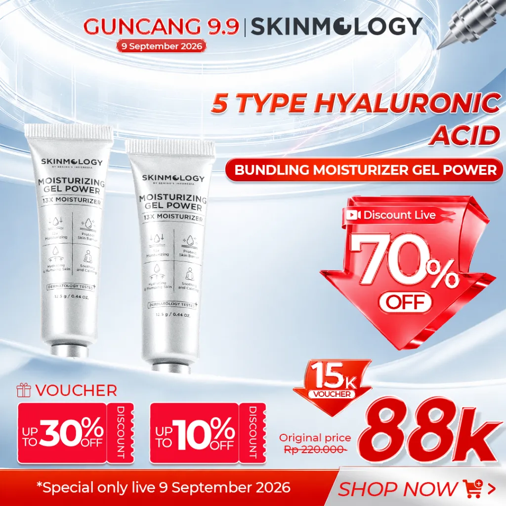 SKINMOLOGY by Bening's Clinic Indonesia - Buy 1 Get 1 Moisturizing Gel Power 12,5g - Ceramide Hyaluronic Acid Pitera Kiwi Aloevera - Melembabkan Mencerahkan Glowing - Pria Wanita Busui Bumil