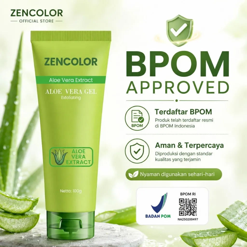 (BPOM) ZENCOLOR Aloe Vera Gel Exfoliating  Gel Perontok Sel Kulit Mati Gentle Exfoliating Gel 100g