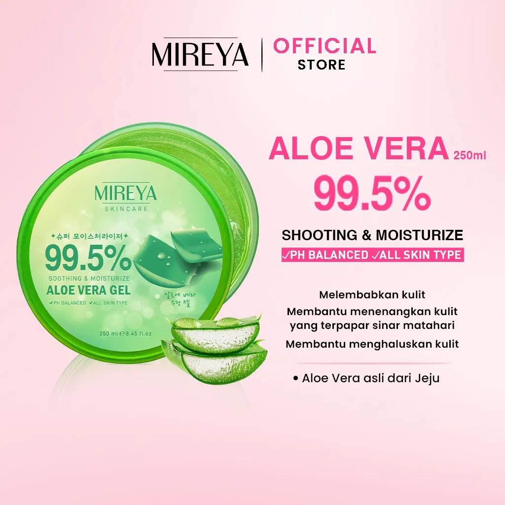[99,5%] Mireya Aloe Vera Juice Soothing & Moist Gel 250ml - Mireya Aloevera Gel Moisturizer / Lidah Buaya dari Pulau Jeju Korea