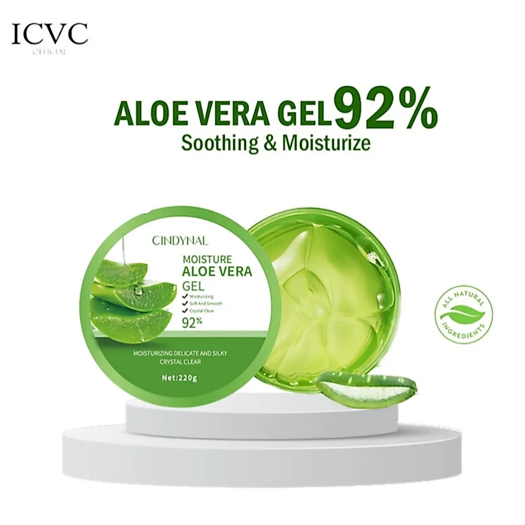 CINDYNAL Aloe Vera Soothing Gel 92% (220ml) ORIGINAL – Gel Aloe Vera untuk Masker & Pelembap Wajah agar Kulit Terasa Segar