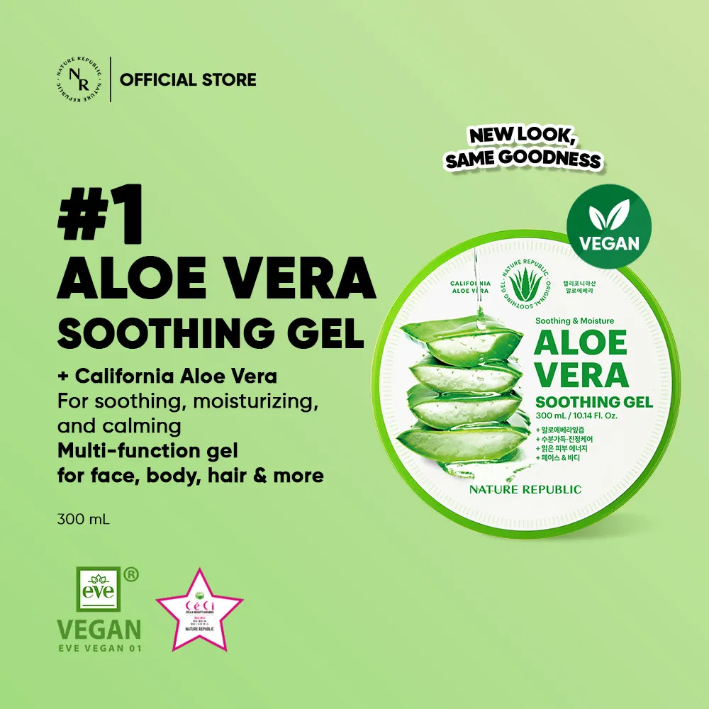Soothing & Moisture Aloe Vera Soothing Gel 300ml | Face & Body Gel Multifungsi Melembabkan dan menyejukkan kulit