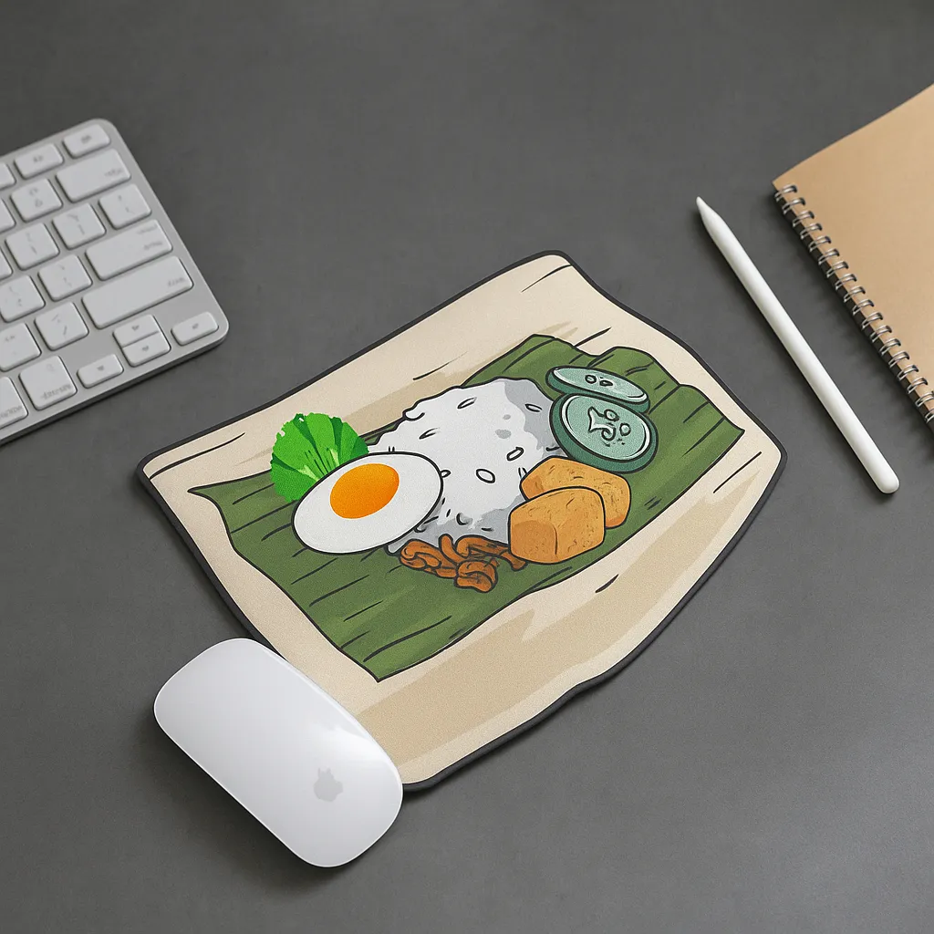 Mousepad Karakter Unik Motif Nasi Bungkus Lucu