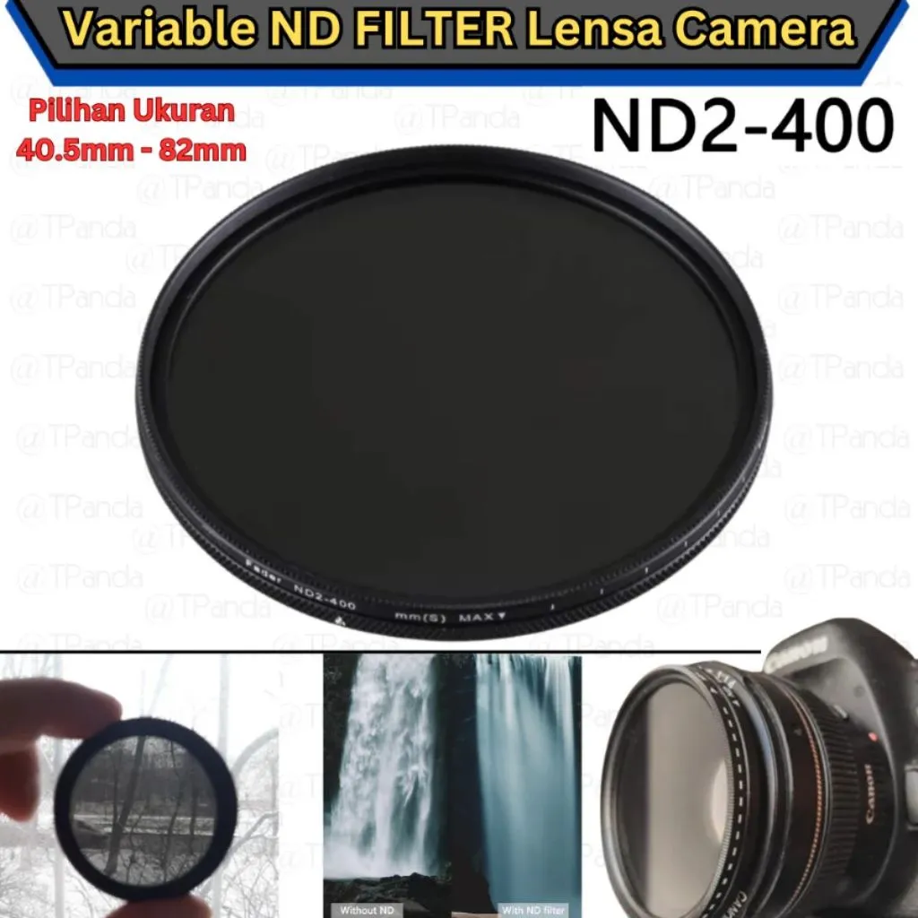 VARIABLE ND Filter Lensa Camera, Neutral Density Putar Fader ND2 To ND400 Ukuran 40.5mm 43mm 46mm 49mm 52mm 55mm 58mm 62mm 67mm 72mm 77mm 82mm