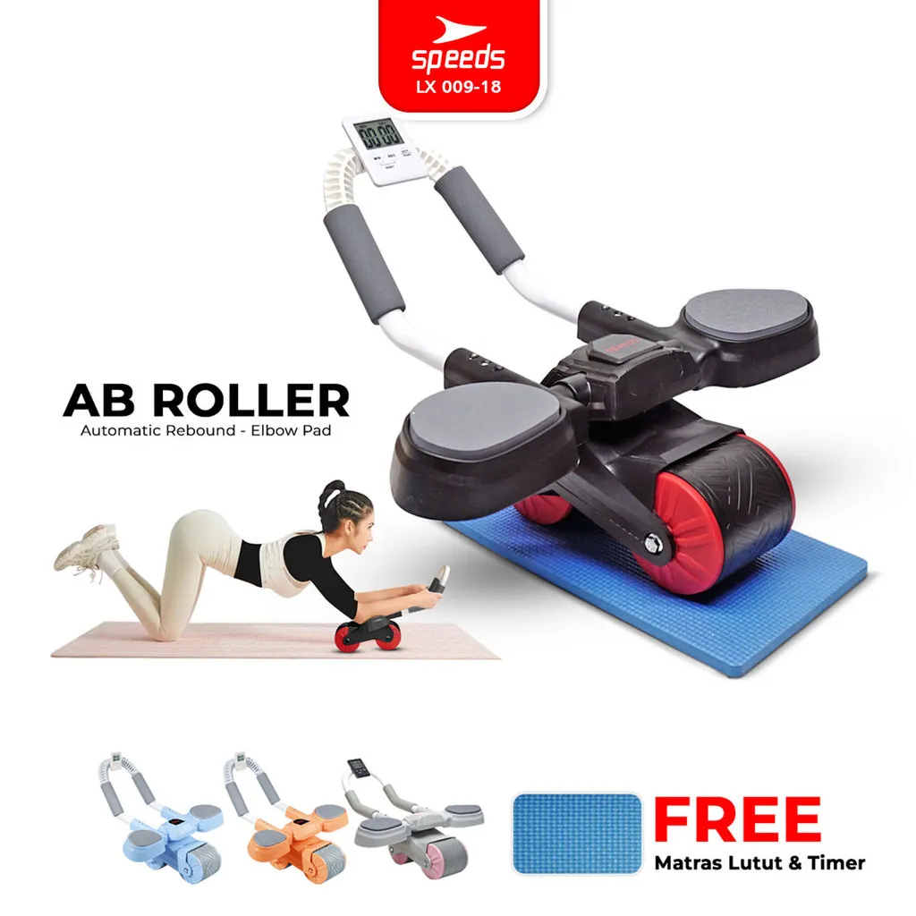 SPEEDS Ab Wheel Ab Roller Wheels Plank Trainer 2in1 Abdominal Core Roller Push Up Sit Up Stand Automatic Rebound Gym Fitness Portable 009-18
