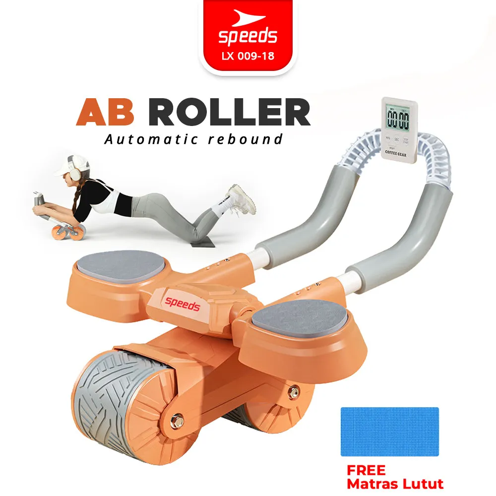 SPEEDS Ab Wheel Ab Roller Wheels Plank Trainer 2in1 Abdominal Core Roller Automatic Rebound Olahraga Push Up Gym Fitness 009-18