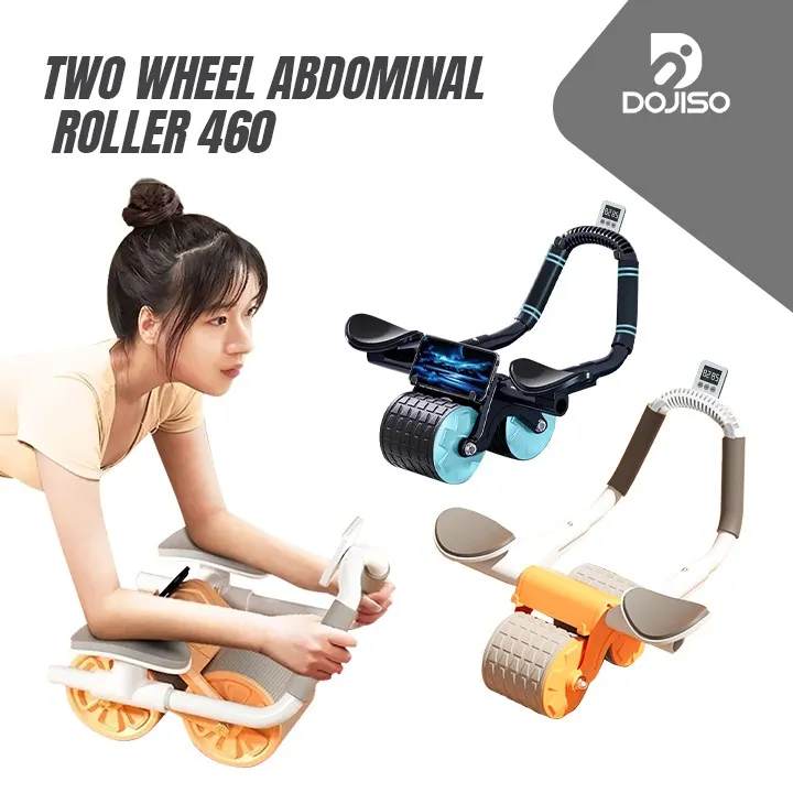 Two Wheel Abdominal Roller 460 Alat Push Up Alat Olahraga Ab Core Roller Plank Trainer Automatic Rebound Home Fitness