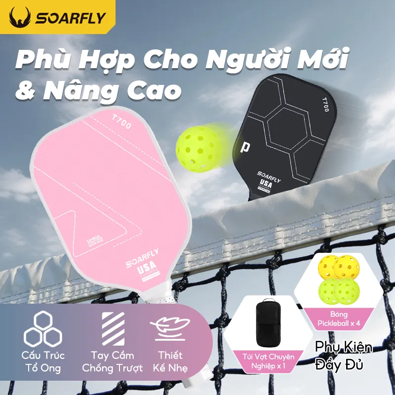 1Set Pickleball Set Pickleball Paddle Raket Pickleball Bahan Serat Karbon Honeycomb Core Fiberglass Indoor Outdoor Pickle Ball Tenis Tennis Pingpong Trainer 2 Rackets + 4 Balls+1 Ransel Pickle Ball Set