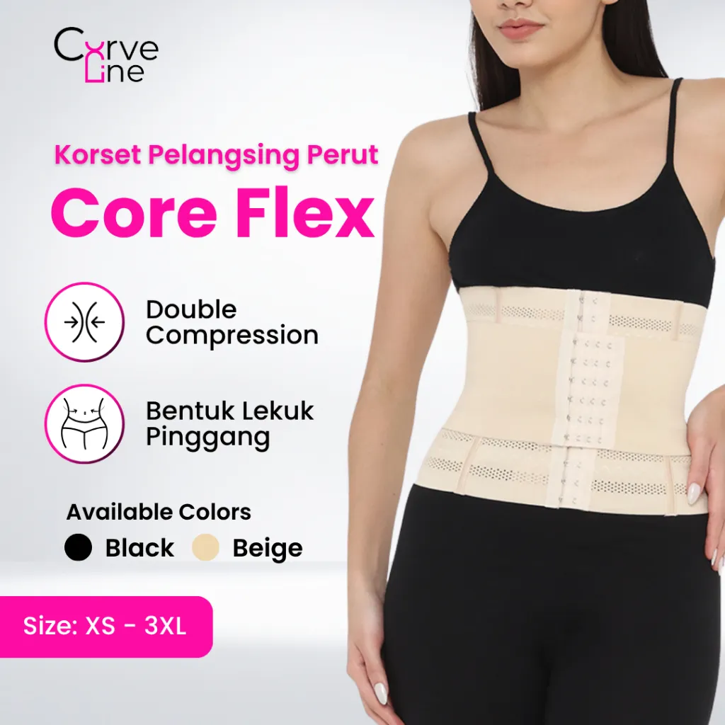 Curve Line - Core Flex Korset Pelangsing Perut & Pinggang Waist Trainer Shapewear Wanita Ramping Body Sculpt