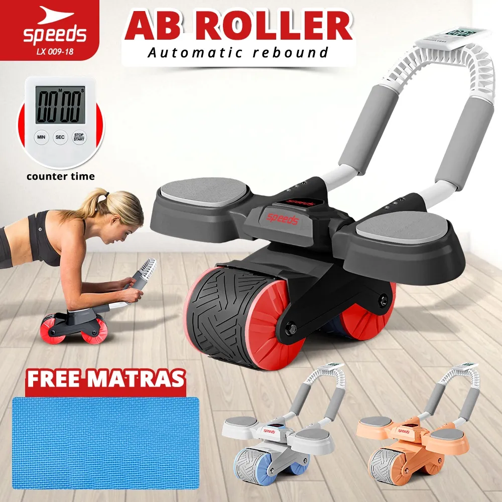 SPEEDS AB Roller Wheel With Plank Trainer 2in1 Abdominal Core Roller Push Up Sit Up Stand Automatic Rebound 2 Roda Gym Fitness Berkualitas LX 009-18