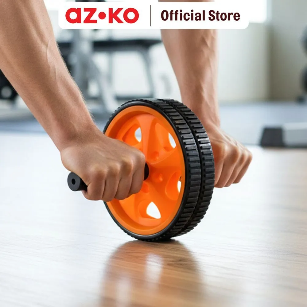 AZKO Kinetic Abs Roller Wheel - Hitam/Kuning Core Trainer Alat Perut Fitness Rumah