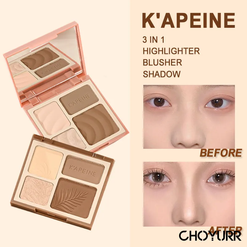 [COD]K'APEINE 3 In 1 Highlighter / Blusher / Shadow Palette Contour Powder Makeup Palet Brightening Matte Glitter Powder Alami-CH