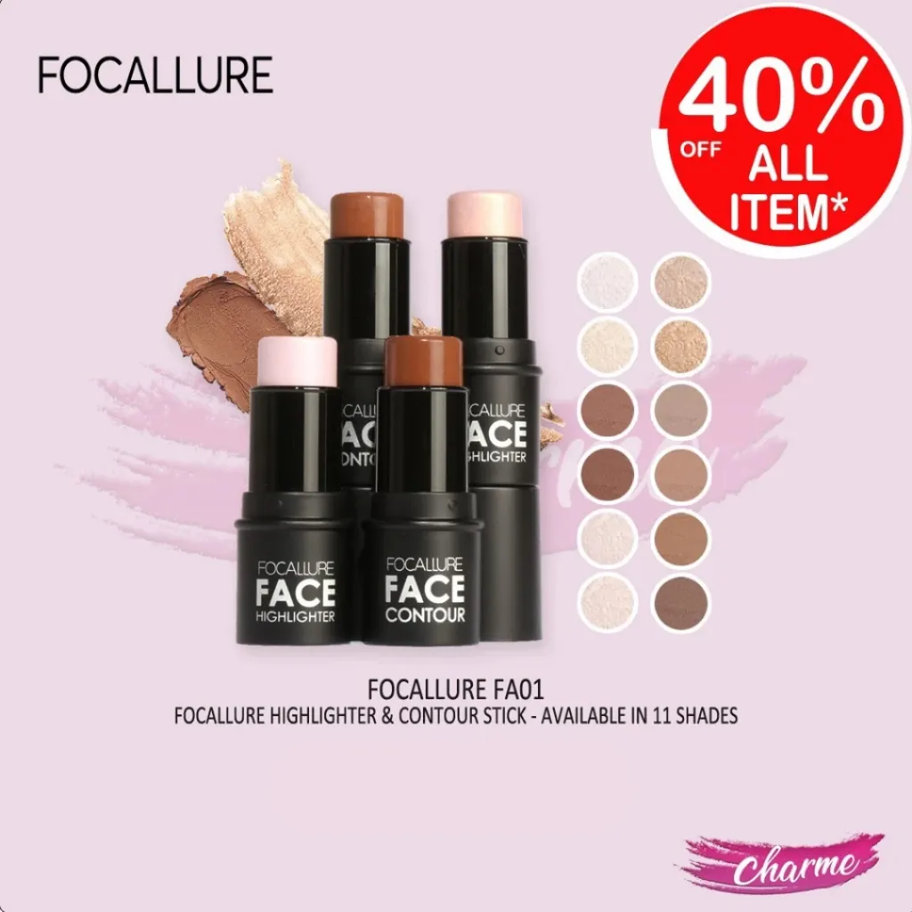 (READY & ORI) FOCALLURE Highlighter and Contour Stick Stik FA01 FA 01 Highlight Highlighter Stick Illuminator Strobing, Stick Highlighter, Contour Stick, Shadowing, Contour Makeup, Pembentukan wajah, Pemberi Dimensi Penciptaan Ilusi Bayangan, Bronzer