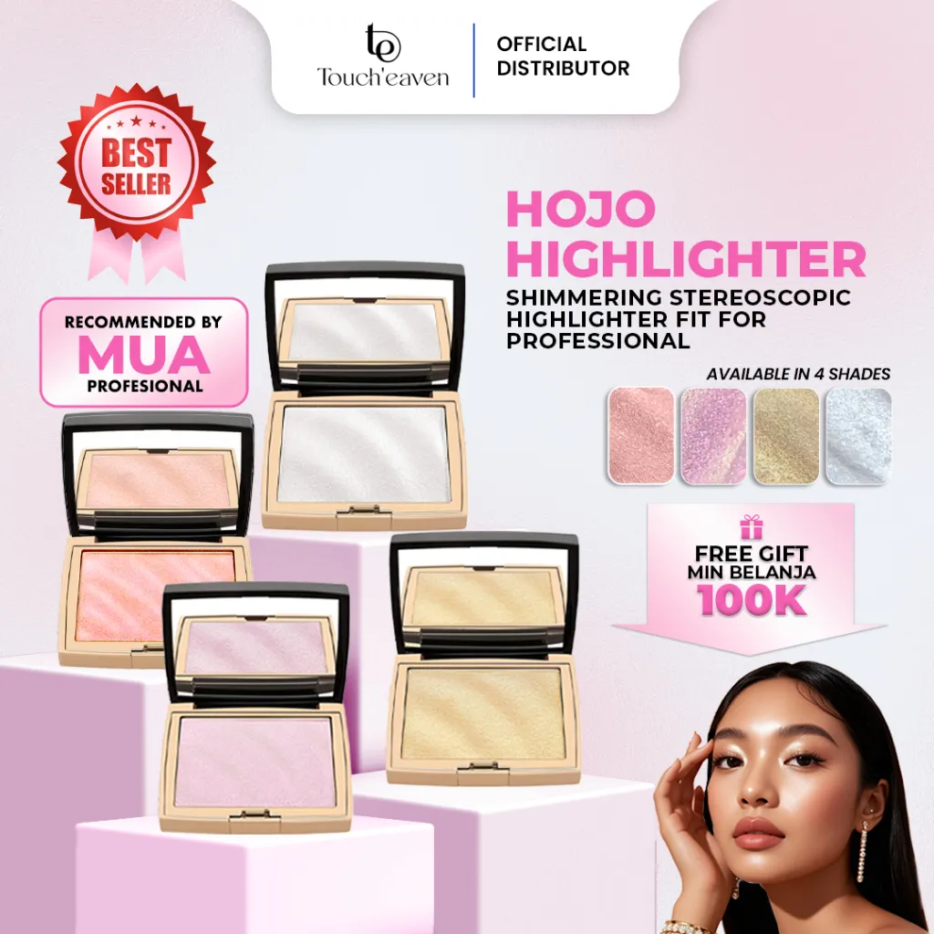 HOJO Shimmering Stereoscopic Highlighter Makeup Wajah highlighter powder - Tahan Air, Efek Kilauan Alami, Tersedia 4 Warna