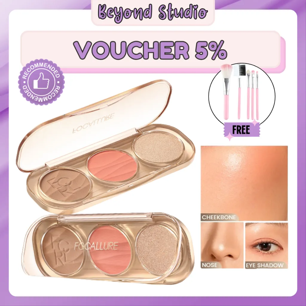 (FREE GIFT) FOCALLURE Pro-Sculpt 3-in-1 3D Palette Highlighter & Contour & Blush FA-F45