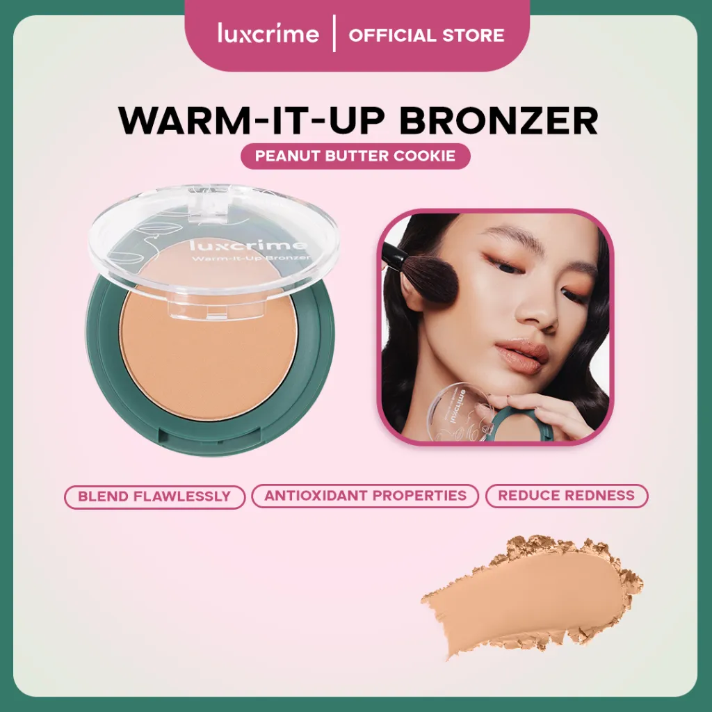 Luxcrime Warm-It-Up Bronzer Peanut Butter Cookie - Warna Natural Untuk Wajah lebih Tajam Dan Tahan Lama